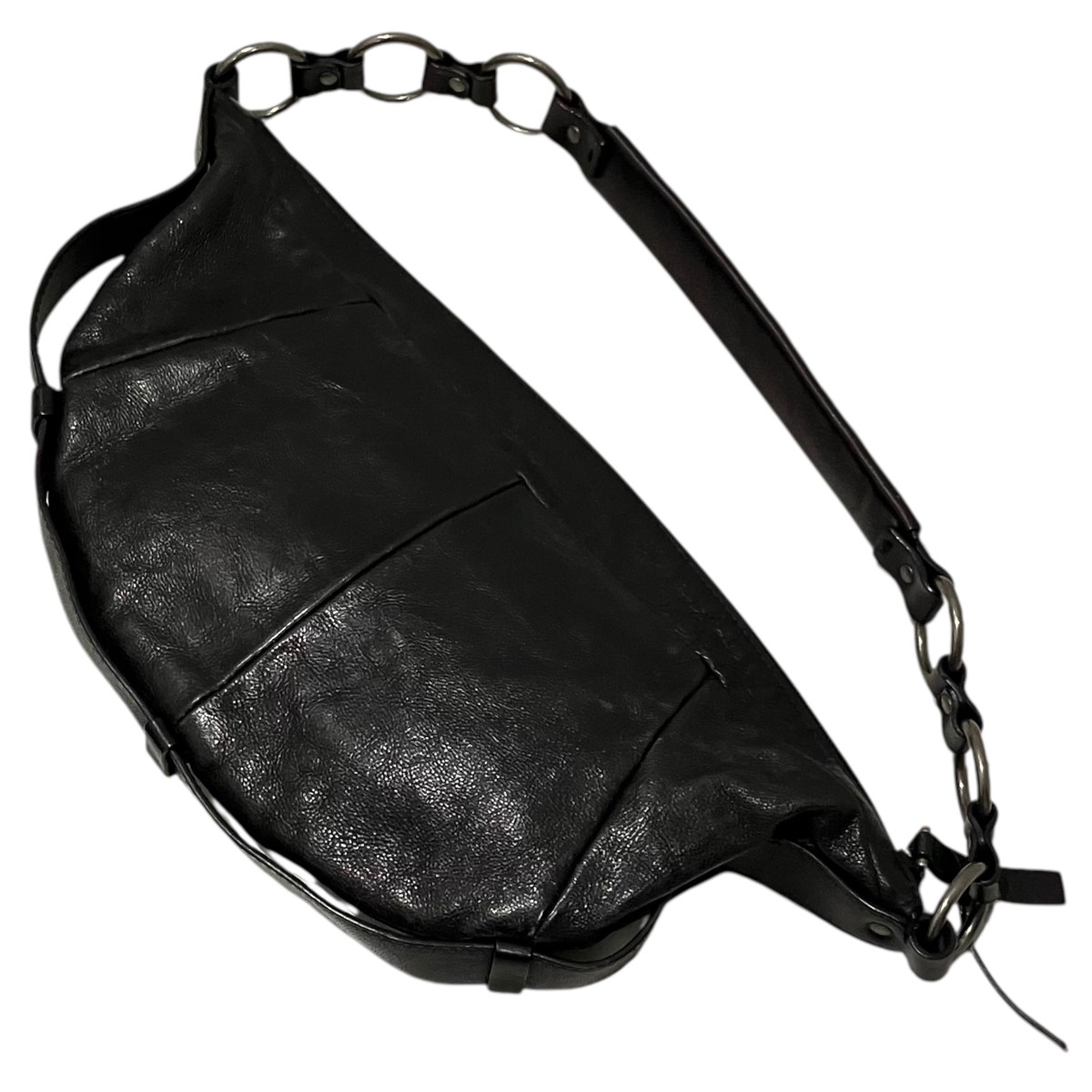 【中古】Yves Saint Laurent Rive Gauche 【モンバサ】 なめし革ショルダーバッグ 黒いこと 【020626】（イヴサンローランリヴゴーシュ）