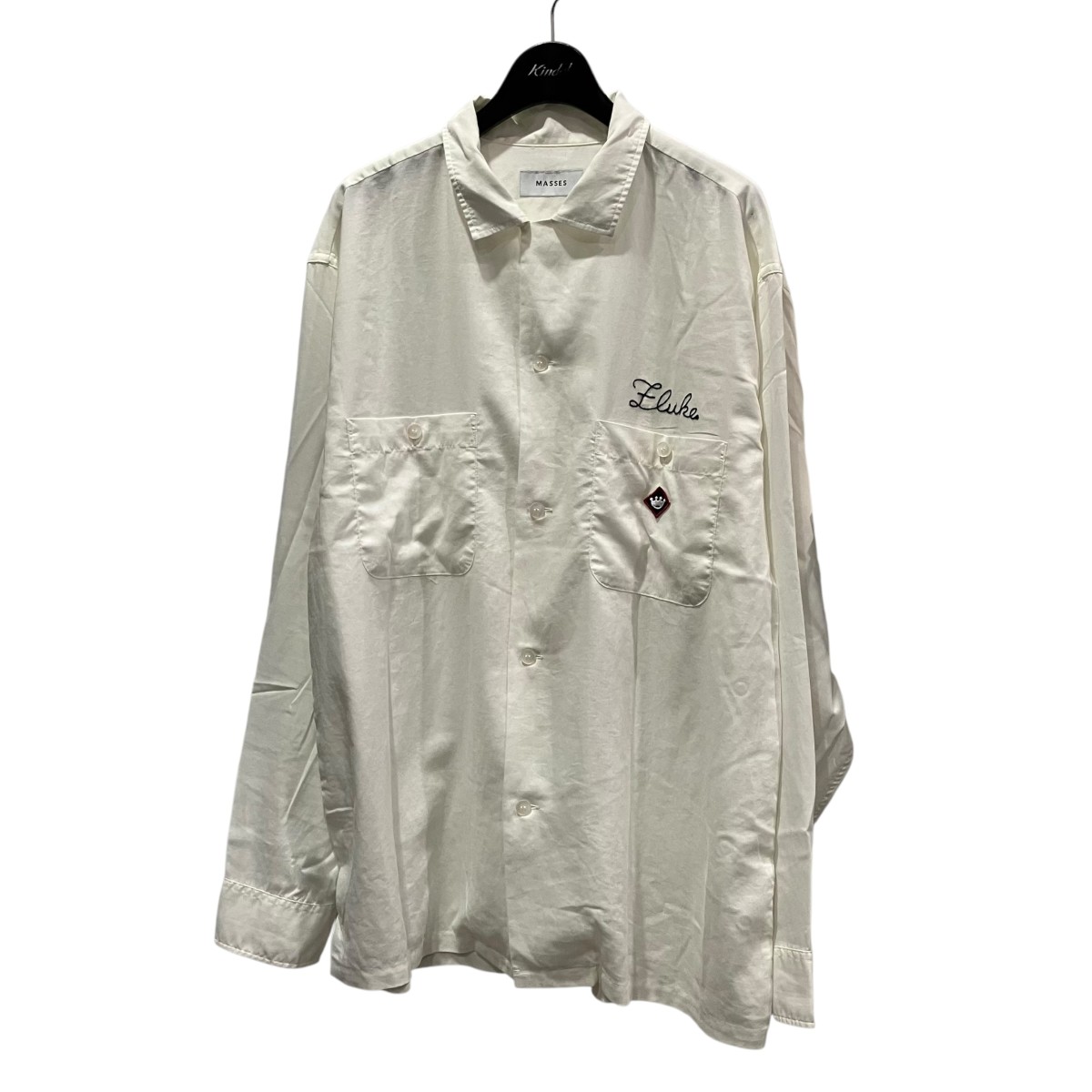 【中古】MASSES BOWLING SHIRT S S 原油生産ティーシャツ 白いこと 大いさ：L 【020626】（マシス）