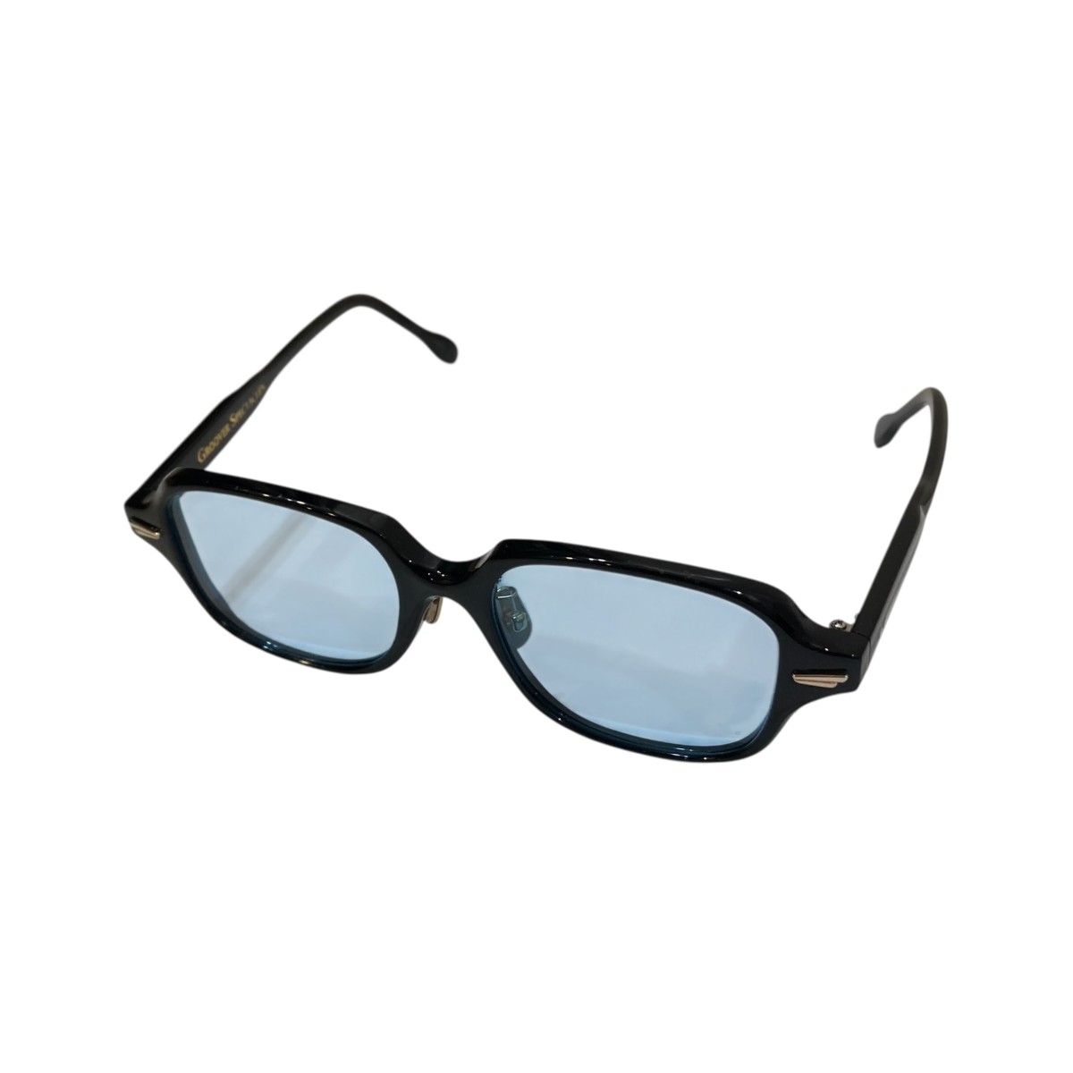 【中古】GROOVER SPECTACLES グルーバー ATAPE／ BLACK アセテートひな形メガネ 黒眼鏡 ATAPE 黒いこと×青碧 大きさ：49□18-148 【020626】（グルーヴァー・スペクタクルズ）
