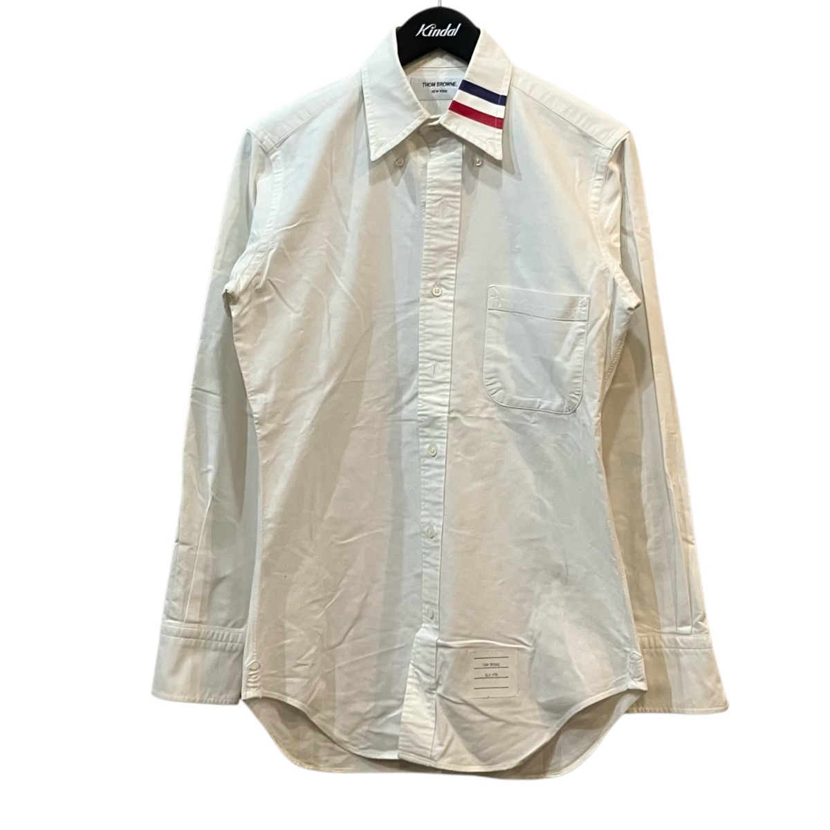 【中古】Thom Browne トリコロールカラーオックスフォードシャツ 白いこと 大きさ：0 【030626】（トム・赤銅色）