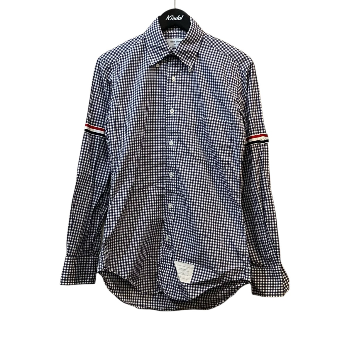 【中古】Thom Browne ギンガムチェックボタンダウンシャツ 米国海軍×白いこと 大きさ：0 【030626】（トム・赤銅色）