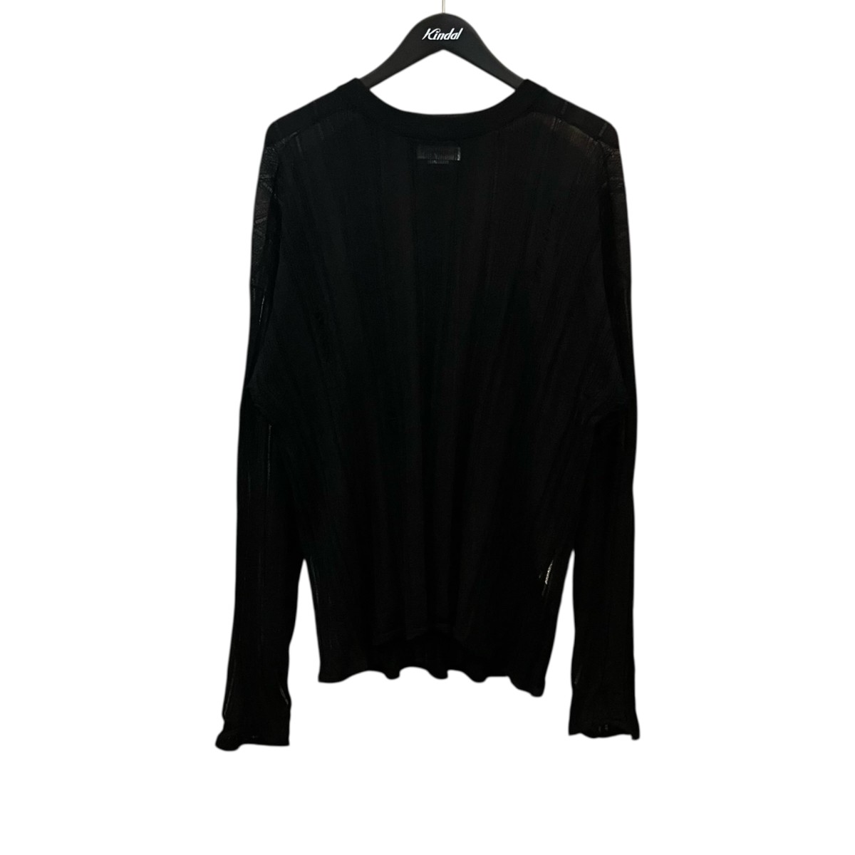 【中古】MAISON SPECIAL Sheer Damaged Rib Crew Neck Knit Pullover ダメージクルーネックニット 黒いこと 大きさ：1 【030626】（メゾンスペシャル）