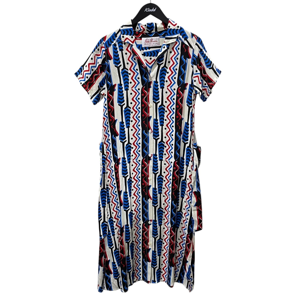 【中古】Aloha Blossom 開けっ広げ色つや半袖ロング衣装 ALOHA SHIRTS DRESS HAARII アロハシャツ御召しもの ハーロバート・エドワード・リー オフホワイト・ブラック・ブルー・レッド 大きさ：1 【030626】（アロハブロッサム）