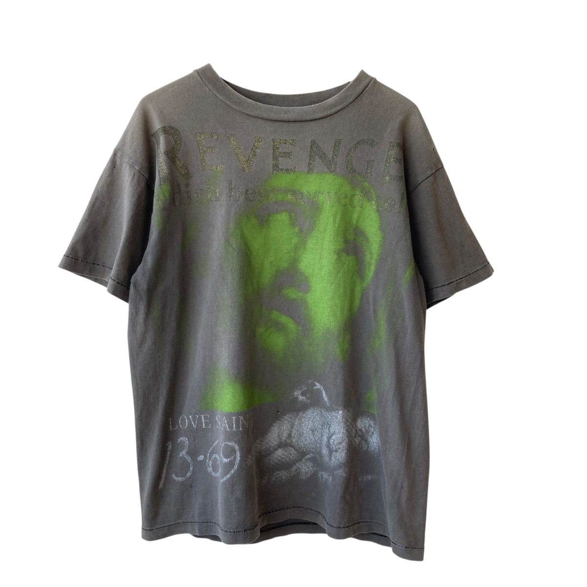 【中古】SAINT MICHAEL×BERBERJIN BJ_SS TEE ／ REVENGE 半袖ティーシャツ SM-S23-0000-085 薄墨色 大きさ：M 【030626】（仙マイケル）