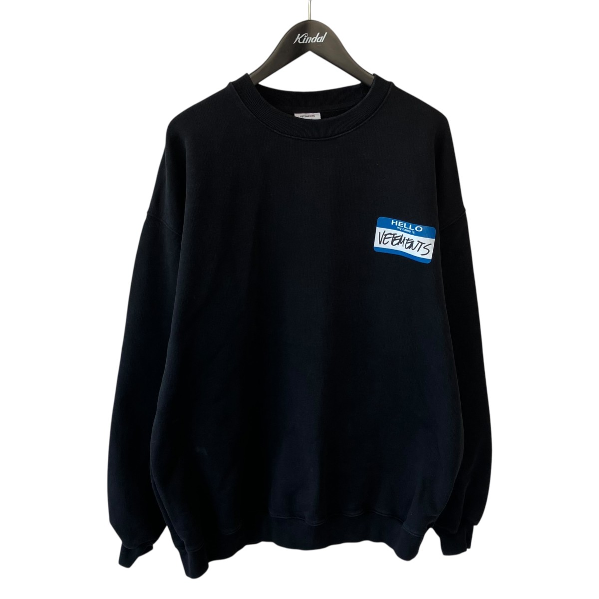 【中古】VETEMENTS 21AW HELLO my name is Crewneck 調教師 UA52TR630B 黒いこと 大きさ：M 【030626】（ヴェトモン）
