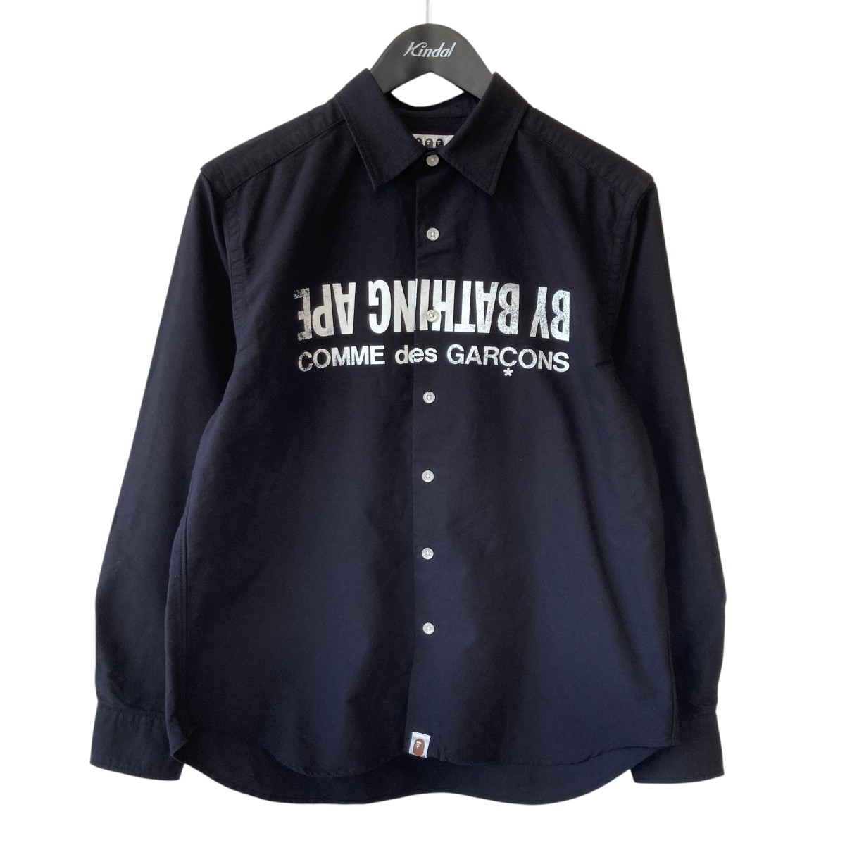 【中古】A BATHING APE×COMME des GARCONS 26SS OXFORD SHIRT  大阪制限事項 長袖ティーシャツ 001SHM231901C 黒いこと 大いさ：S 【030626】（アベイシングエイプ×コムデ給仕）