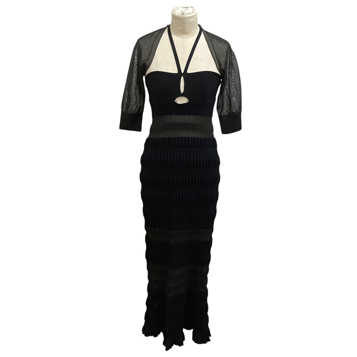 【中古】FETICO STRIPE KNIT DRESS 編み物お召しもの FTC232-0701 黒いこと 大きさ：Free 【030626】（フェティコ）