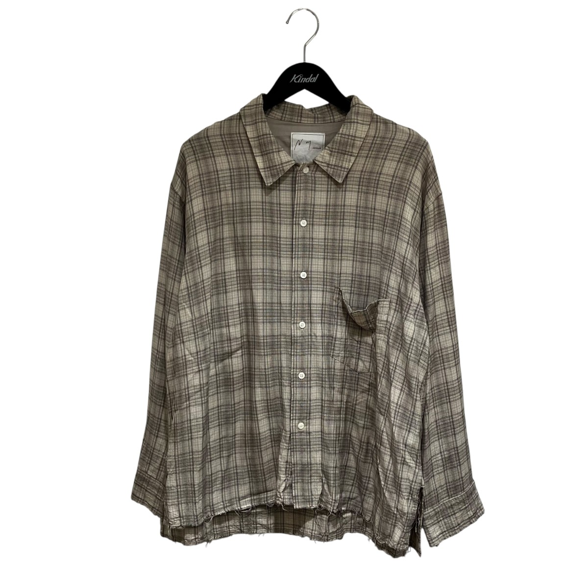 【中古】ANCELLM 26SS AGING RAYON CHECK SHIRT 長袖プルオーバー ANC-SH80 薄墨色 大きさ：1 【020626】（アンセルム）