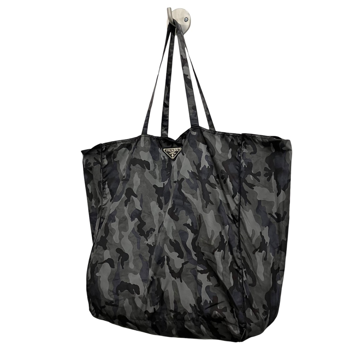 【中古】PRADA カモフラナイロントートバッグ 薄墨色 【020626】（プラダ）