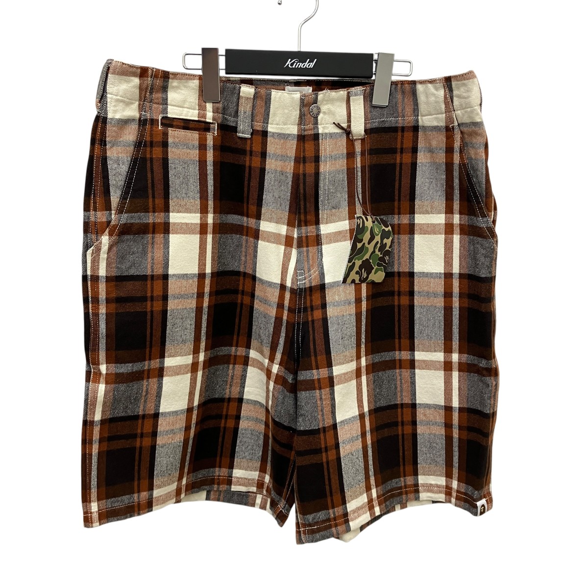 【中古】A BATHING APE すべり出し 照合のしるし 二分の一ズボン下 赤銅色×象牙色 大きさ：L 【030626】（アベイシングエイプ）