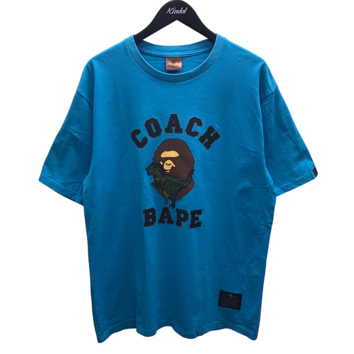 【中古】A BATHING APE×COACH REXY TEE 刷り上げるティーシャツ 青碧 大きさ：XL 【030626】（アベイシングエイプ×コーチ職）