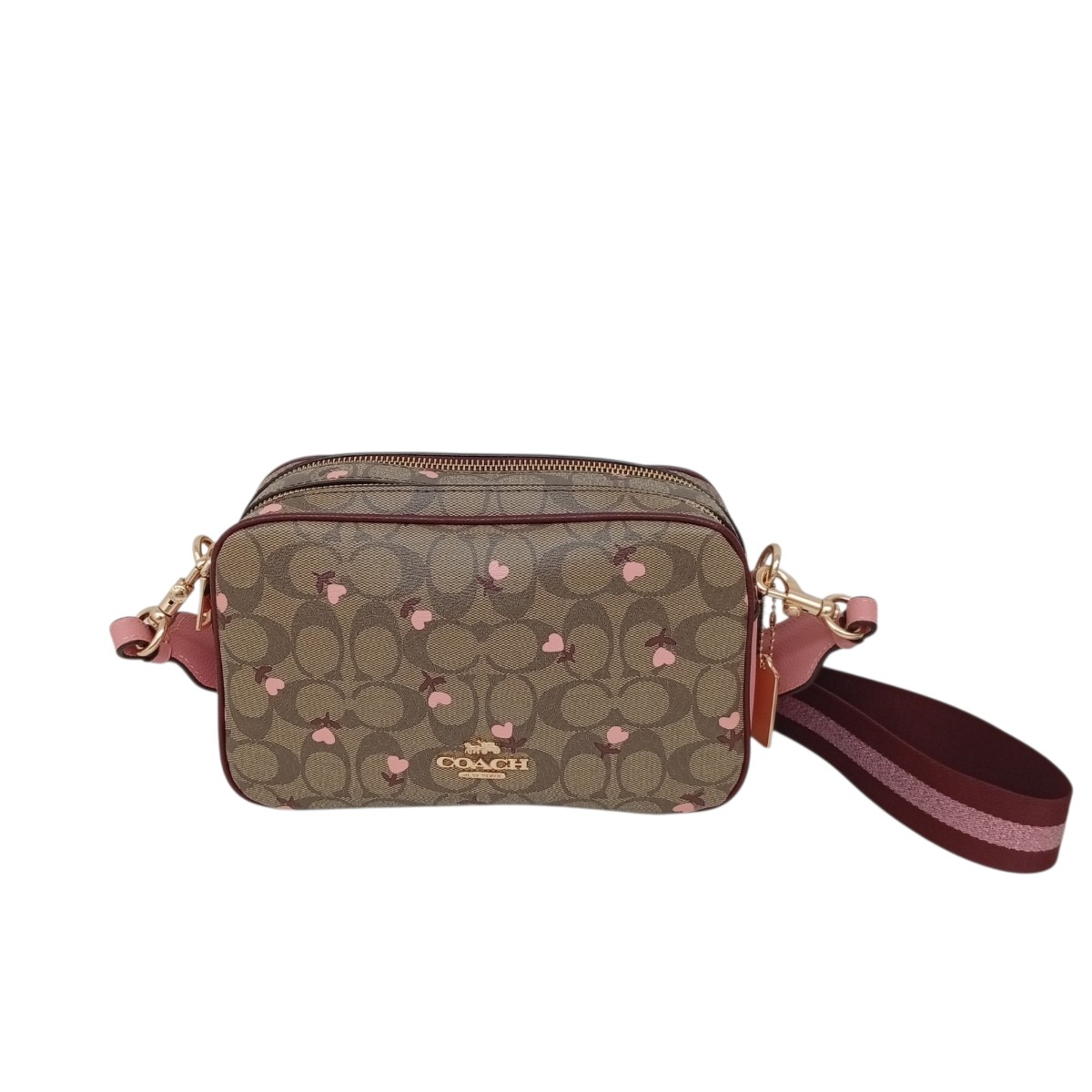 【中古】COACH ハート型柄 ショルダーバッグ C3239 赤銅色 【030626】（コーチ職）