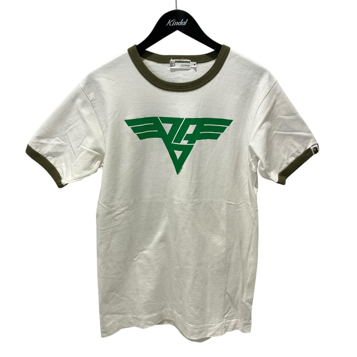 【中古】A BATHING APE リンガープルオーバー 白いこと×カーキ 大きさ：M 【030626】（アベイシングエイプ）