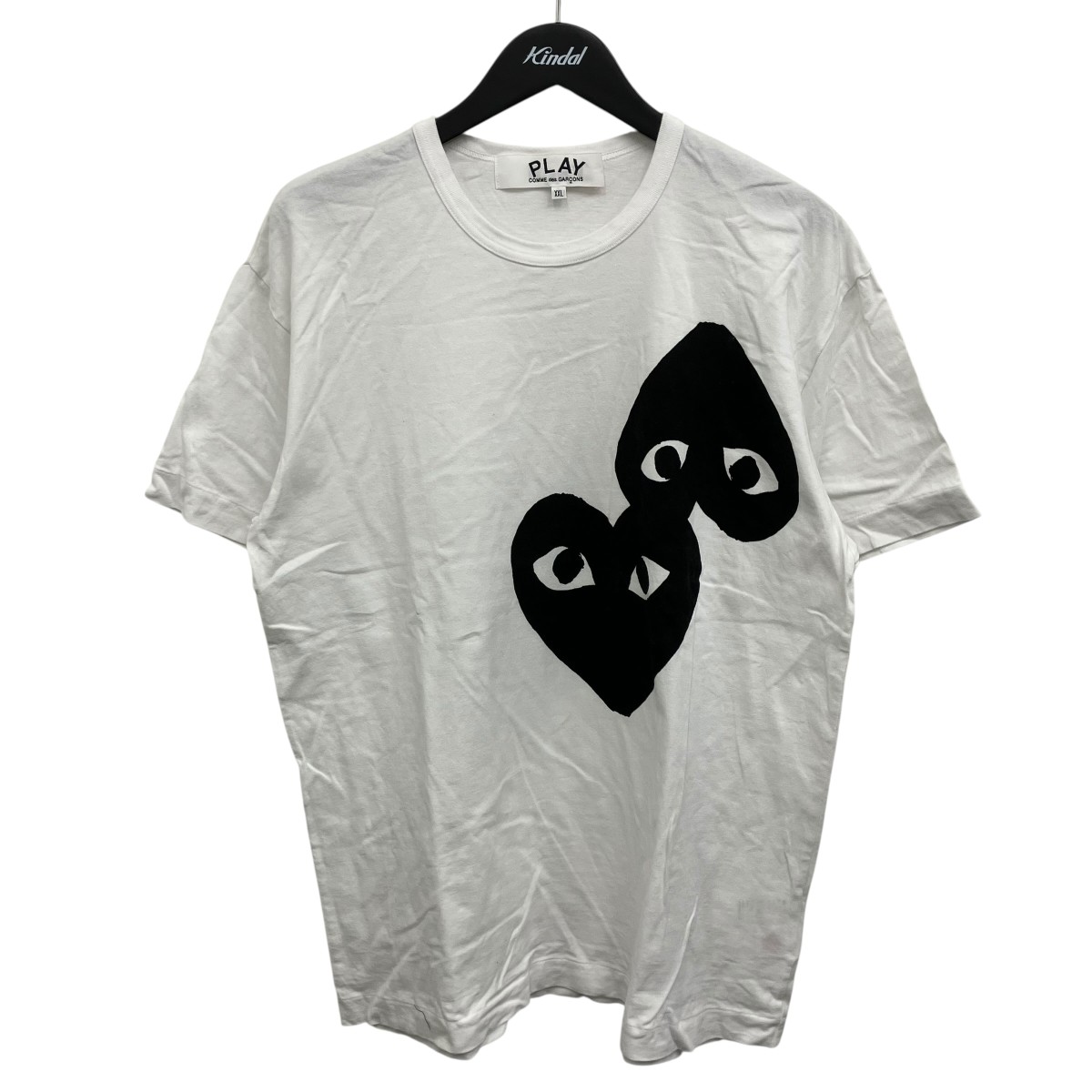 【中古】PLAY COMME des GARCONS 刷り上げるティーシャツ 白いこと 大きさ：XXL 【030626】（プレイコムデギャルソン）
