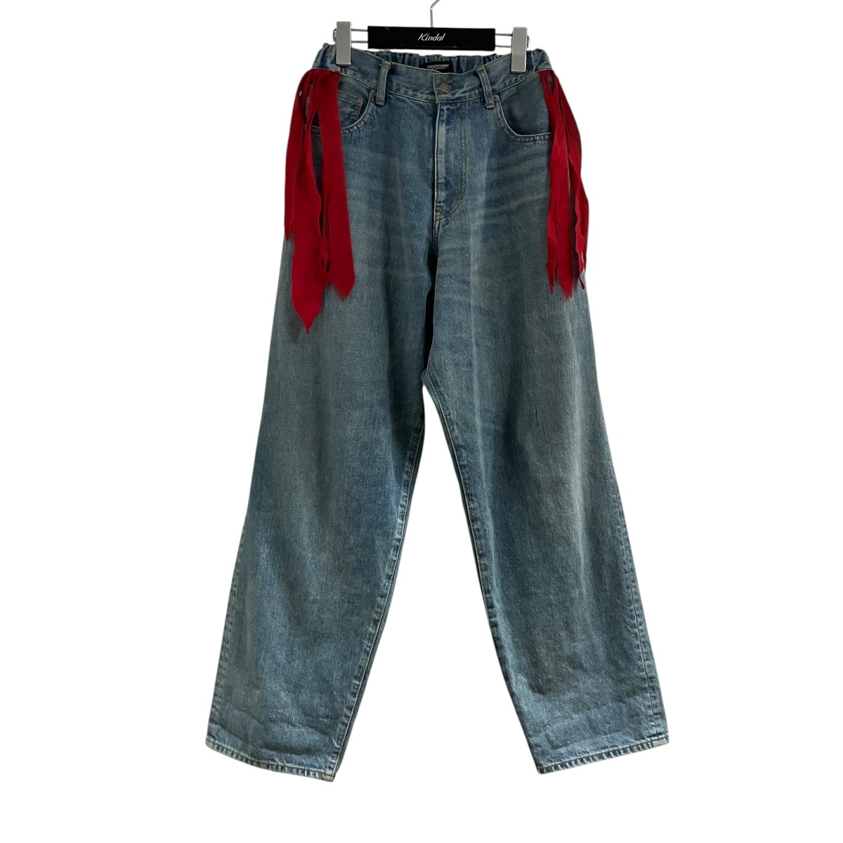 【中古】UNDERCOVER リボンデザインデニムパンツ インディゴ×赤いこと 大きさ：0 【030626】（アンダー覆いかぶせる）