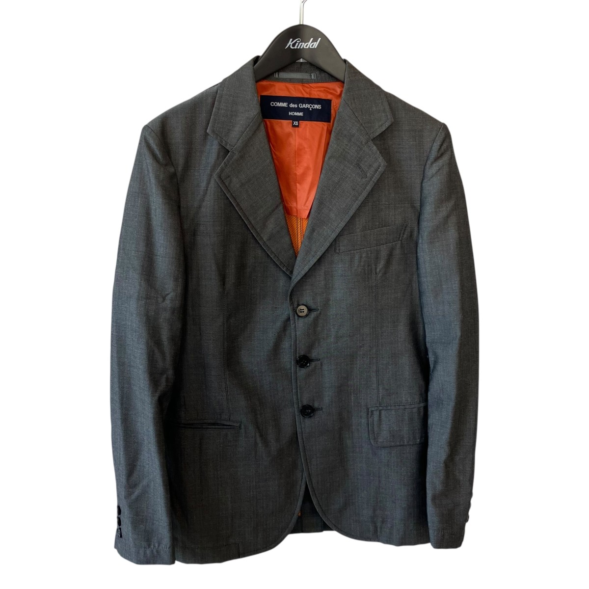 【中古】COMME des GARCONS HOMME テーラードジャケット HM-J020 薄墨色×オレンジ色 大きさ：XS 【030626】（コムデギャルソンオム）