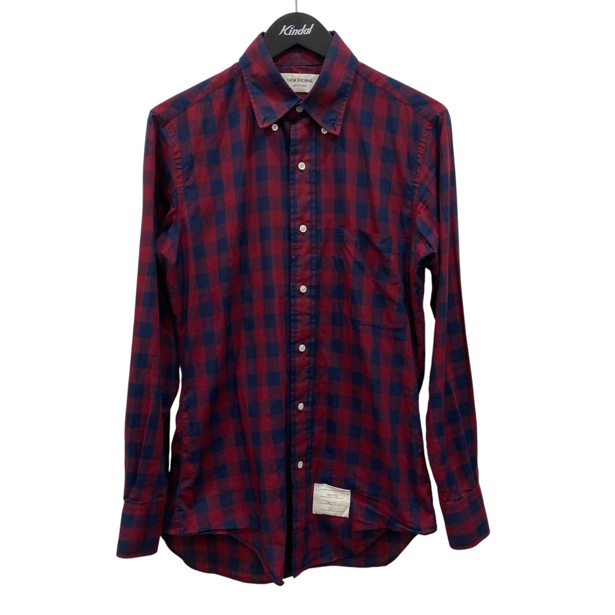 【中古】THOM BROWNE． NEW YORK ギンガムチェックシャツ 長袖プルオーバー 01113A4003 赤いこと×青色 大きさ：1 【030626】（トムブラウンニューヨーク）