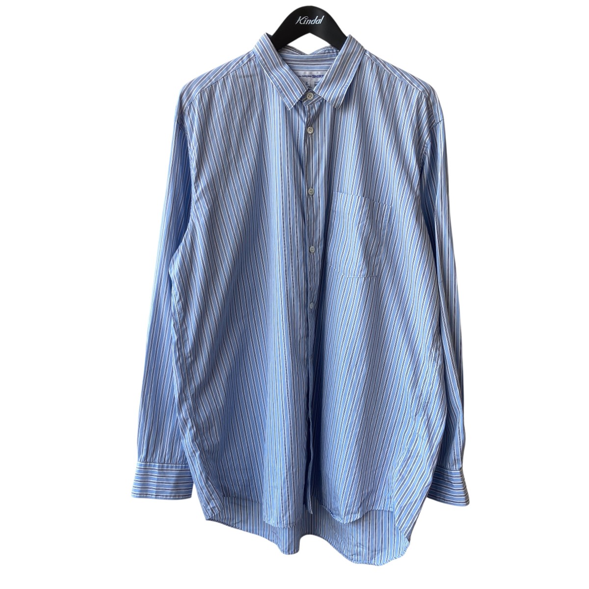 【中古】COMME des GARCONS SHIRT 縞模様ティーシャツ FZ-B115 青碧 大いさ：XL 【030626】（コムデギャルソンシャツ）