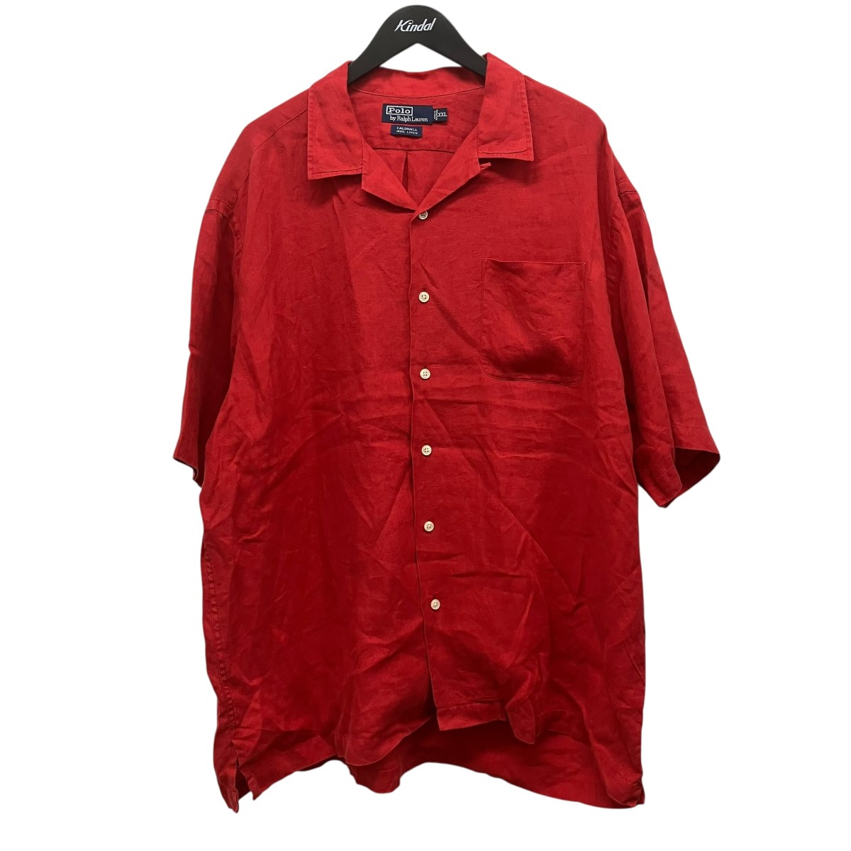 【中古】POLO RALPH LAUREN 子馬皆無 CALDWELL 半袖リネンプルオーバー 赤いこと 大きさ：XXL 【030626】（ポロラルフローレン）