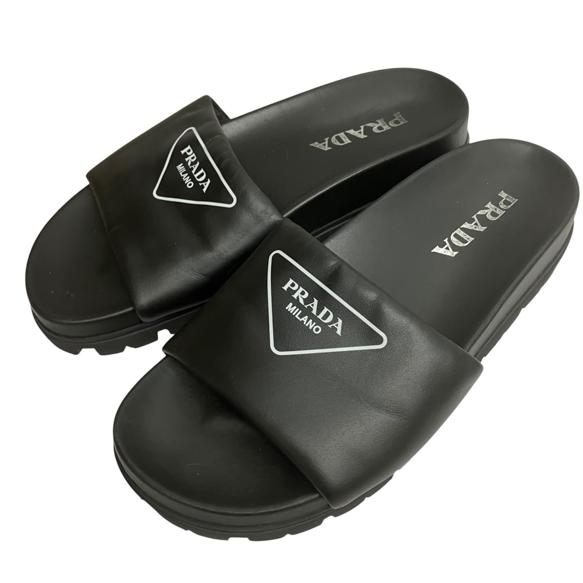 【中古】PRADA 横すべりサンダル 黒いこと 大きさ：36 【030626】（プラダ）