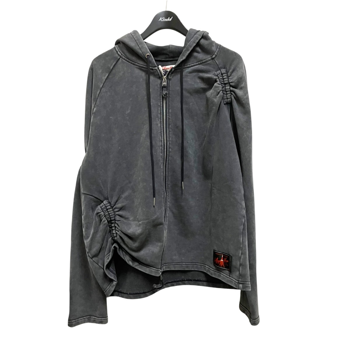 【中古】SYUMAN． Wave gather Acid Hoodie ジップパーカー 25ss SY007 濃灰色薄墨色 大きさ：2 【030626】（シュウマン）
