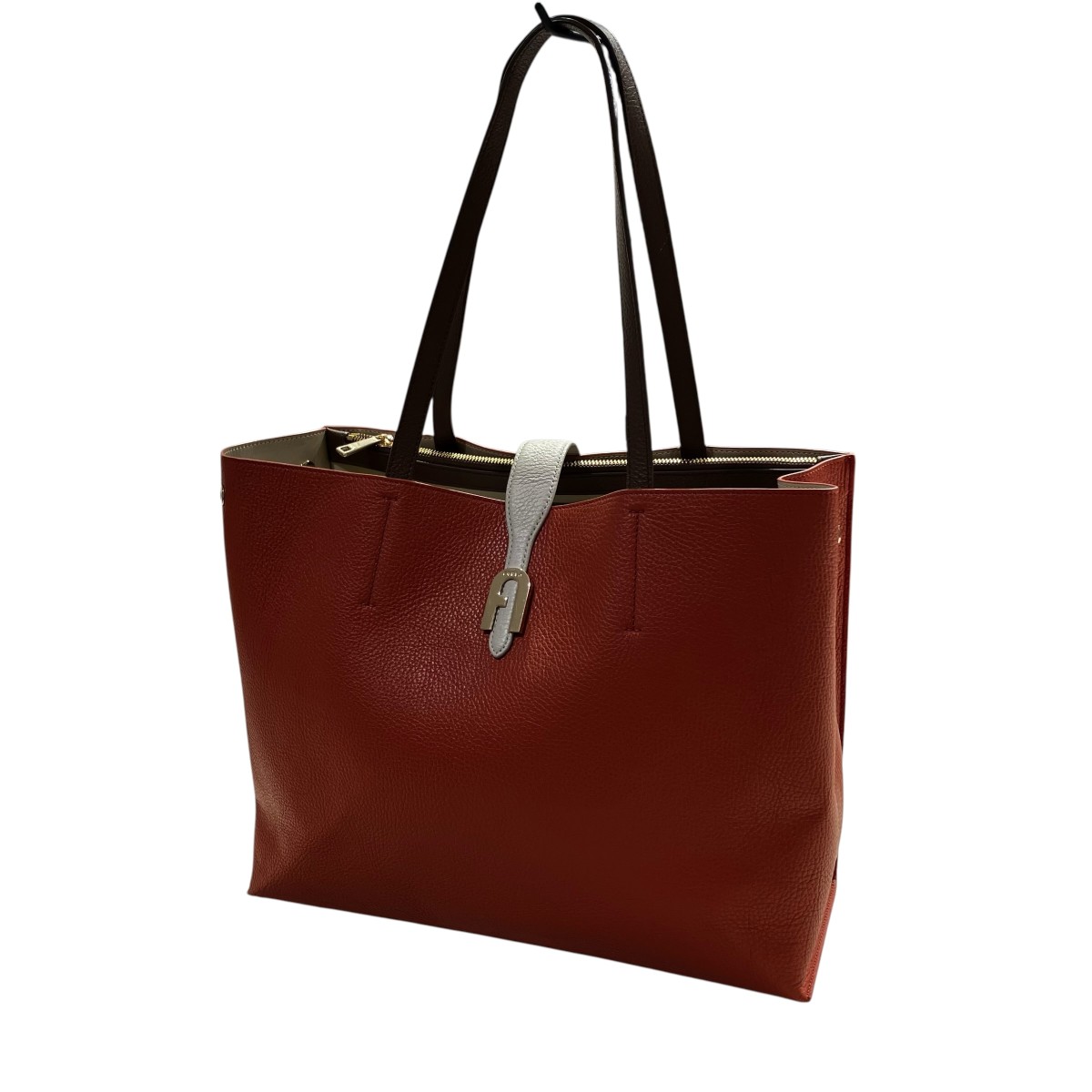 【中古】FURLA Mia Sofia トートバッグ オレンジ色赤銅色 大きさ：書きとどめるなし 【030626】（フルラ）