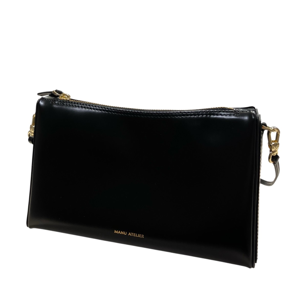 【中古】MANU ATELIER チェーンスクエアバッグ 壱ショルダーバッグ 黒いこと 大きさ：書きとどめるなし 【030626】（マニュ・アトリエ）