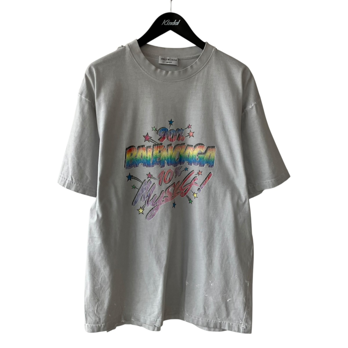 【中古】BALENCIAGA Slogan Print Large Fit T-Shirt ティーシャツ 641655 TMVH3 点火装置薄墨色 大きさ：S 【040626】（バレンシアガ）