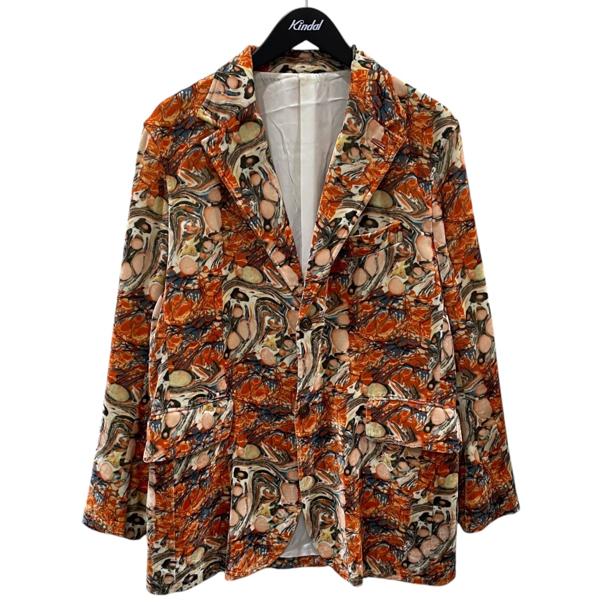 【中古】Needles 20AW 天鵞絨上衣 Miles Jacket - R／Pe Velvet ／ Pt． マイルズ 上衣 人絹 ポリエステル 天鵝絨 刷り上げる HM101 オレンジ色・青碧・黒いこと他 大きさ：S 【040626】（ニードルズ）