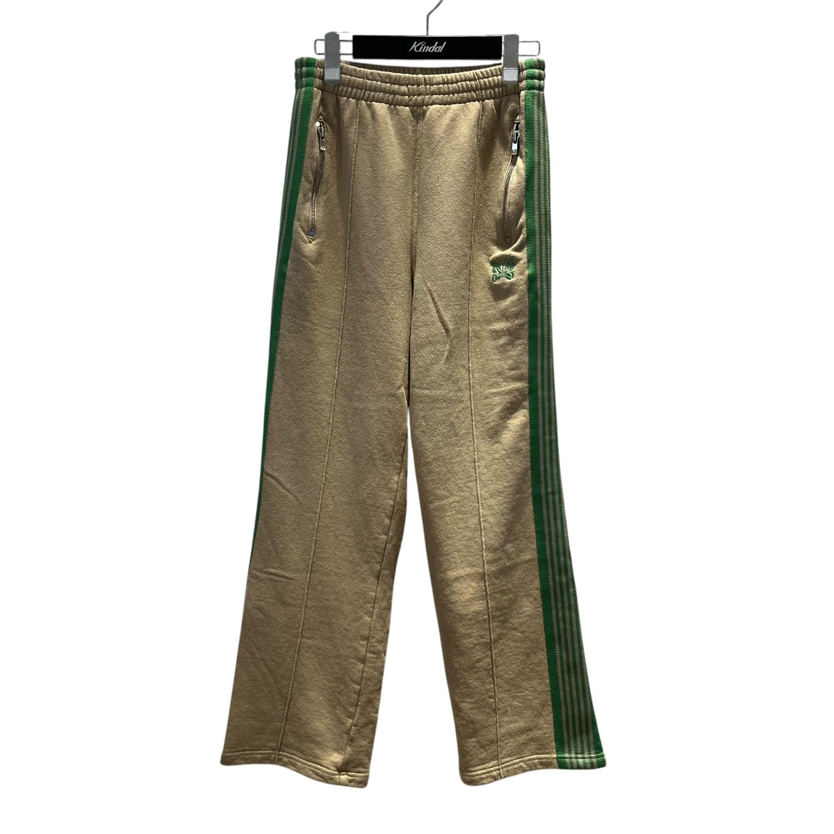 【中古】Needles×NUBIAN 貨物自動車ズボン下 OT1588 TRACK PANT COTTON JERSEY ベージュ×緑であること 大いさ：XS 【020626】（ニードルズ）