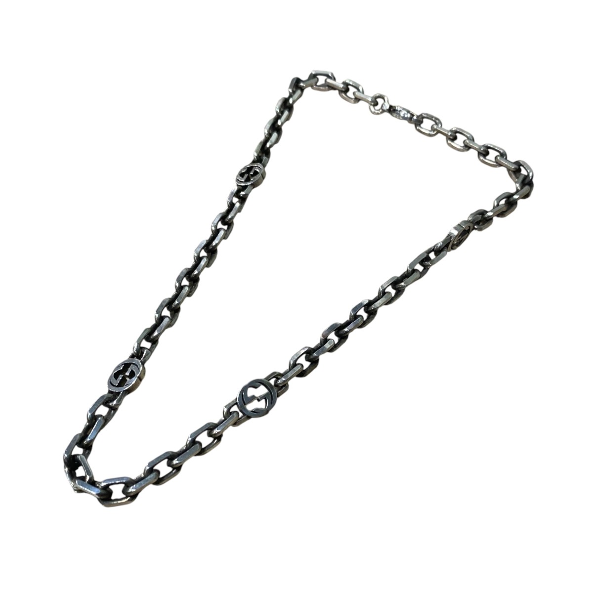 【中古】GUCCI インターロッキング 首飾り しろがね色 【030626】（グッチ）