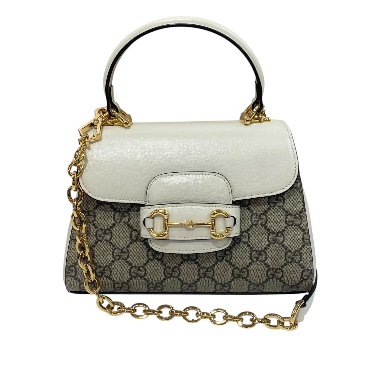 【中古】GUCCI 2Way御徒面子 GGスプリーム ホーズビット1955 703848 ベージュ×白いこと 【030626】（グッチ）