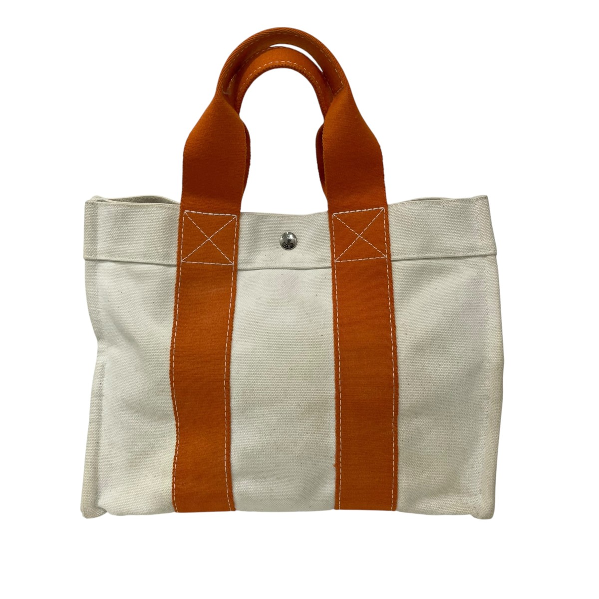 【中古】HERMES ハンドバック 象牙色×オレンジ色 【040626】（エルメス）