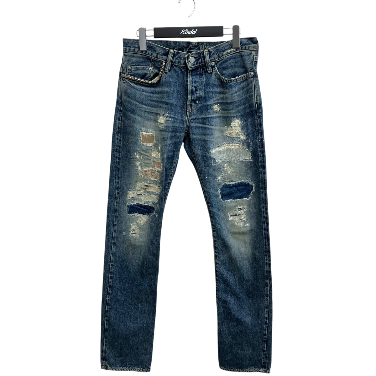 【中古】Hysteric Glamour スタッズダメージ産業ジーンズズボン下 ジーンズズボン下 0242AP03 インディゴ 大きさ：30 【040626】（ヒステリックグラマー）