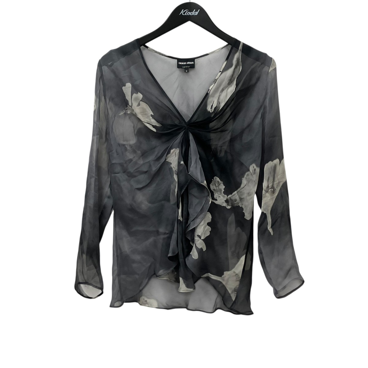 【中古】GIORGIO ARMANI シアーシャツ 薄墨色 大いさ：44 【040626】（ジョルジオ・アルマーニ）