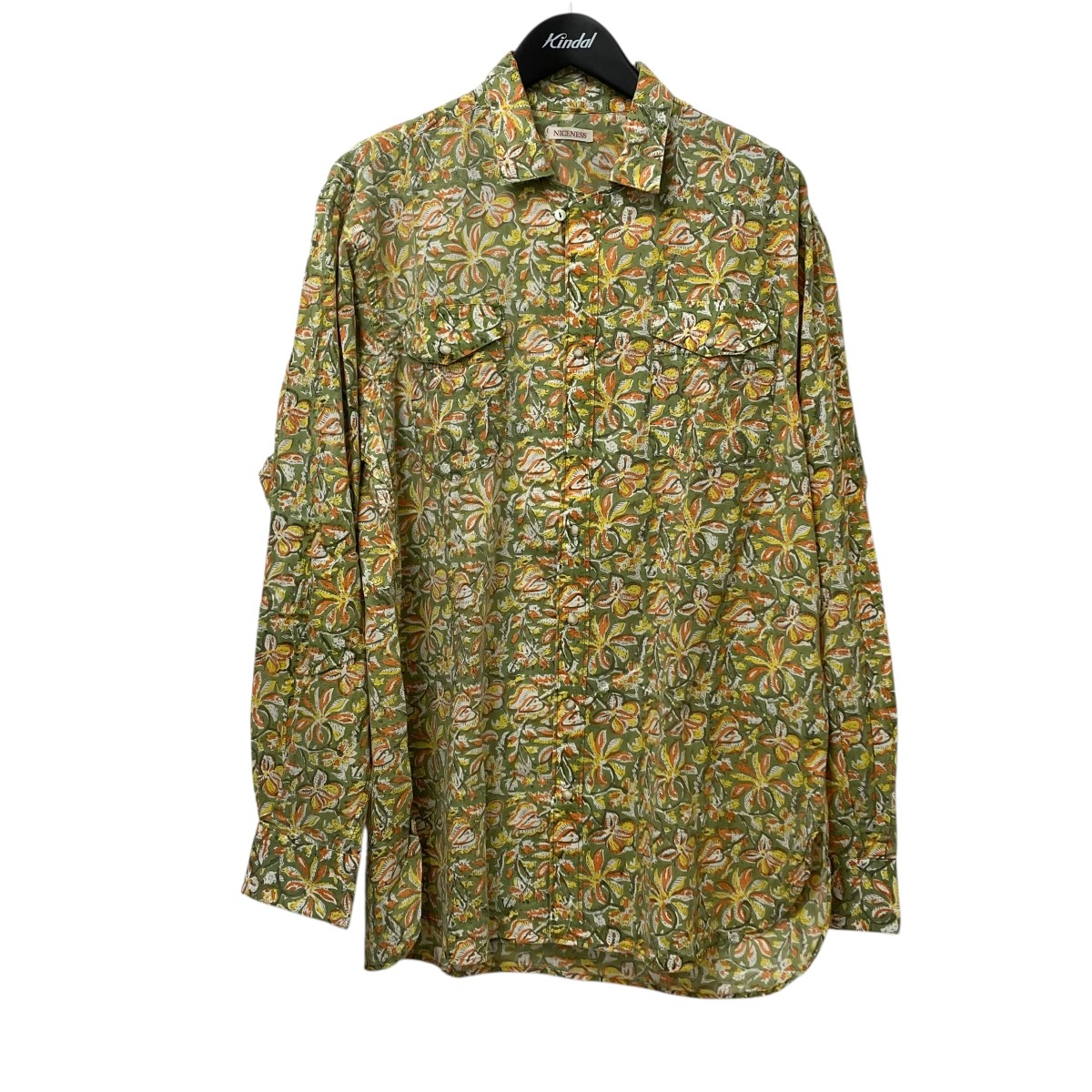 【中古】NICENESS プルオーバー NN-5702Y13 緑であること×黄色 大きさ：L 【040626】（好いたらしいネス）
