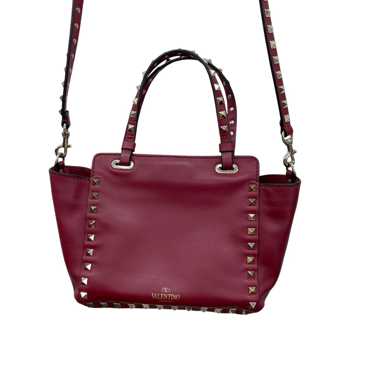 【中古】VALENTINO GARAVANI 2WAYスタッズショルダーバッグ 赤いこと 【040626】（ヴァレンティノ・ガラヴァーニ）