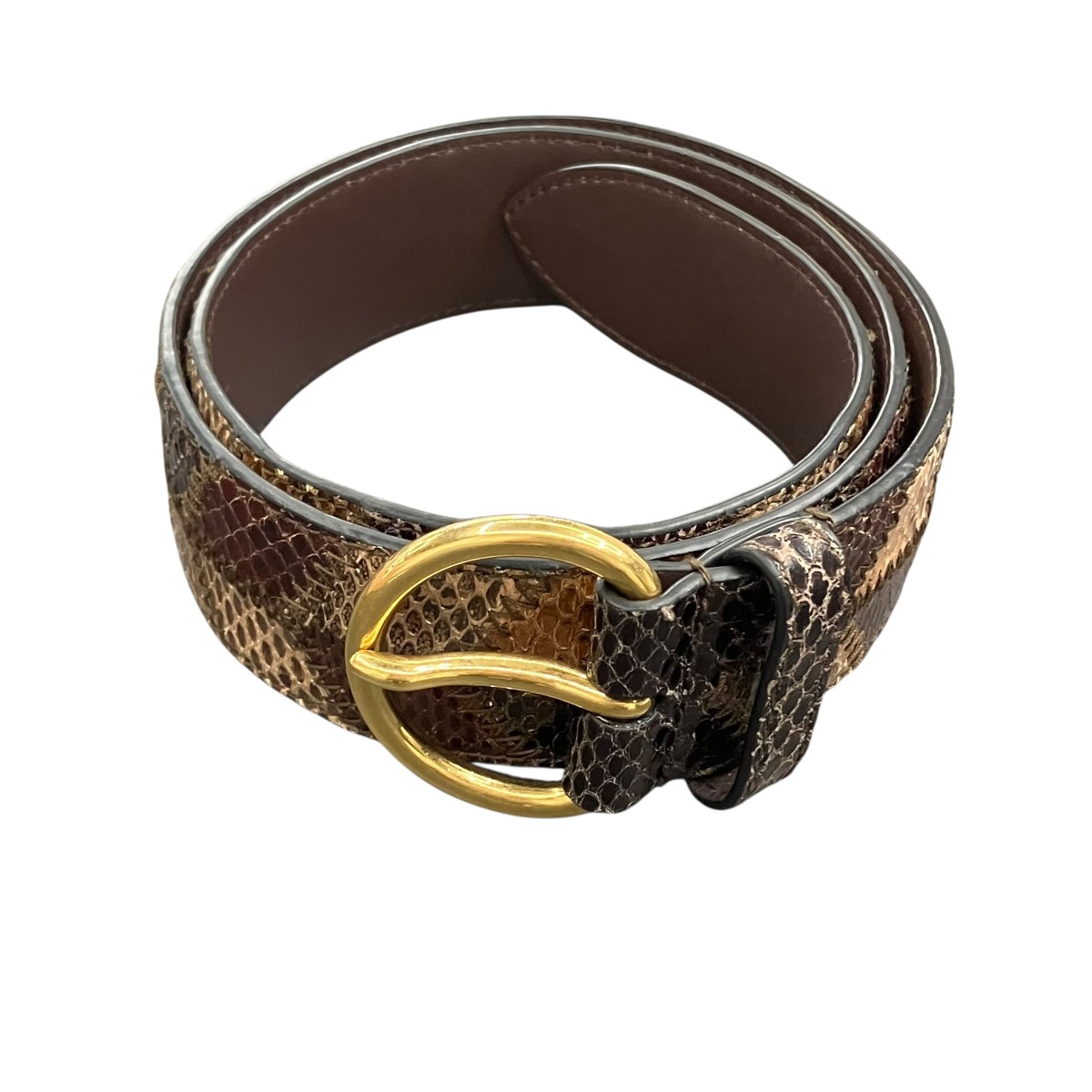 【中古】MIU MIU Python Belt 三尺帯 5CC489 赤銅色 【040626】（ミュウミュウ）