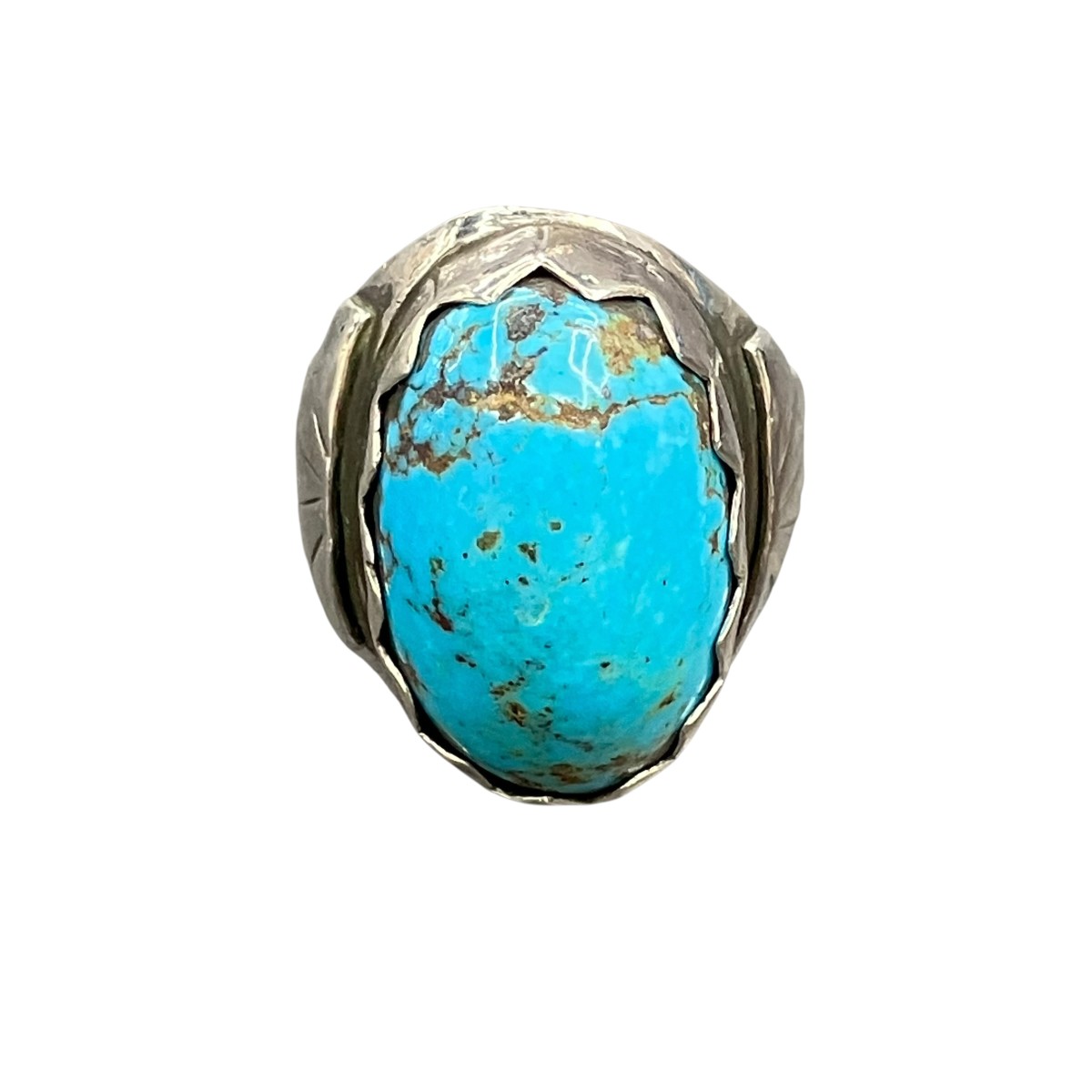 【中古】Indian Jewelry ホピ族輪っか 青緑色 大きさ：約24号 【040626】（）