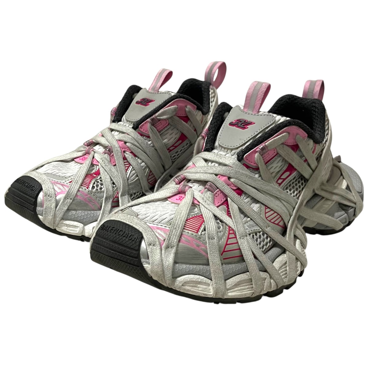 【中古】BALENCIAGA 【3XL エクストリームレース】 ローカットスニーカー 778697 薄墨色×サクラ色 大きさ：25糎 【040626】（バレンシアガ）
