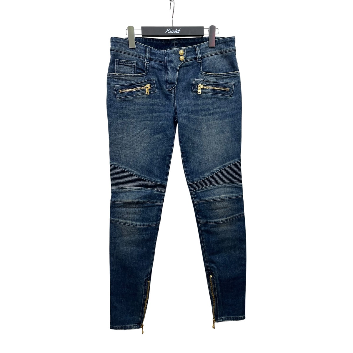 【中古】BALMAIN バイカーデニムパンツ 995998-264N インディゴ 大きさ：40 【040626】（バルマン）