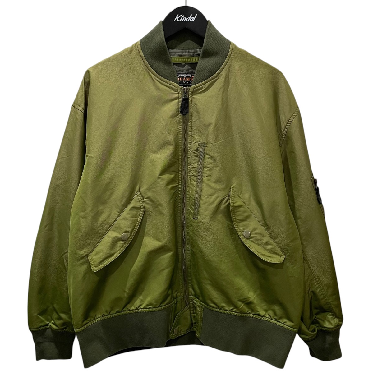 【中古】BEAMS PLUS 25AW ジップアップジャケット MIL Flight Jacket Iridescent Twill 圧砕機 飛行上衣 イリディセント ツイル 38-18-0844-139 オリーブ 大きさ：M 【040626】（ビームスプラス）