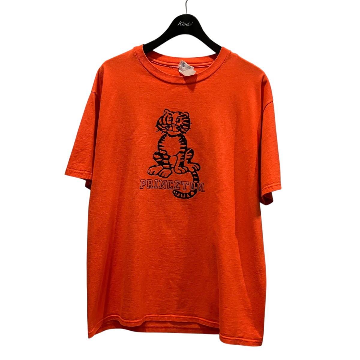 【中古】Champion PRINCETON 両面虎刷り上げるティーシャツ オレンジ色 大きさ：L 【040626】（はやりっ児）