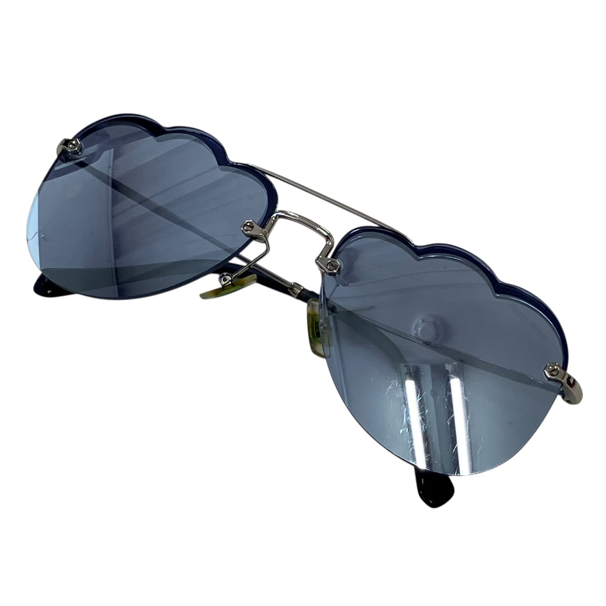 【中古】MIU MIU メタルサイドロゴサングラス SMU56U 薄墨色 大きさ：58□17 【040626】（ミュウミュウ）