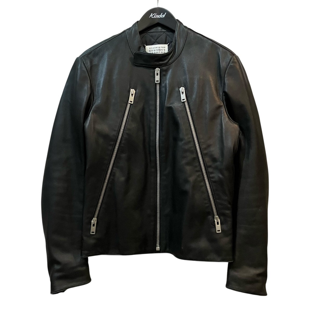 【中古】Martin Margiela14 「5 ZIP LEATHER BLOUSON」 八の字 レザーライダースジャケット S50AM0268 黒いこと 大きさ：44 【050626】（マルタン・マルジェラ14）