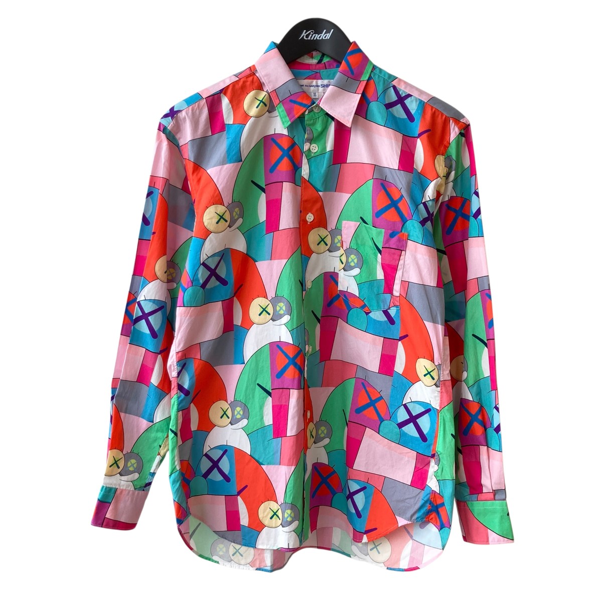 【中古】COMME des GARCONS SHIRT 21AW 総柄 長袖プルオーバー FH-B019 サクラ色、青色 大きさ：XS 【050626】（コムデギャルソンシャツ）