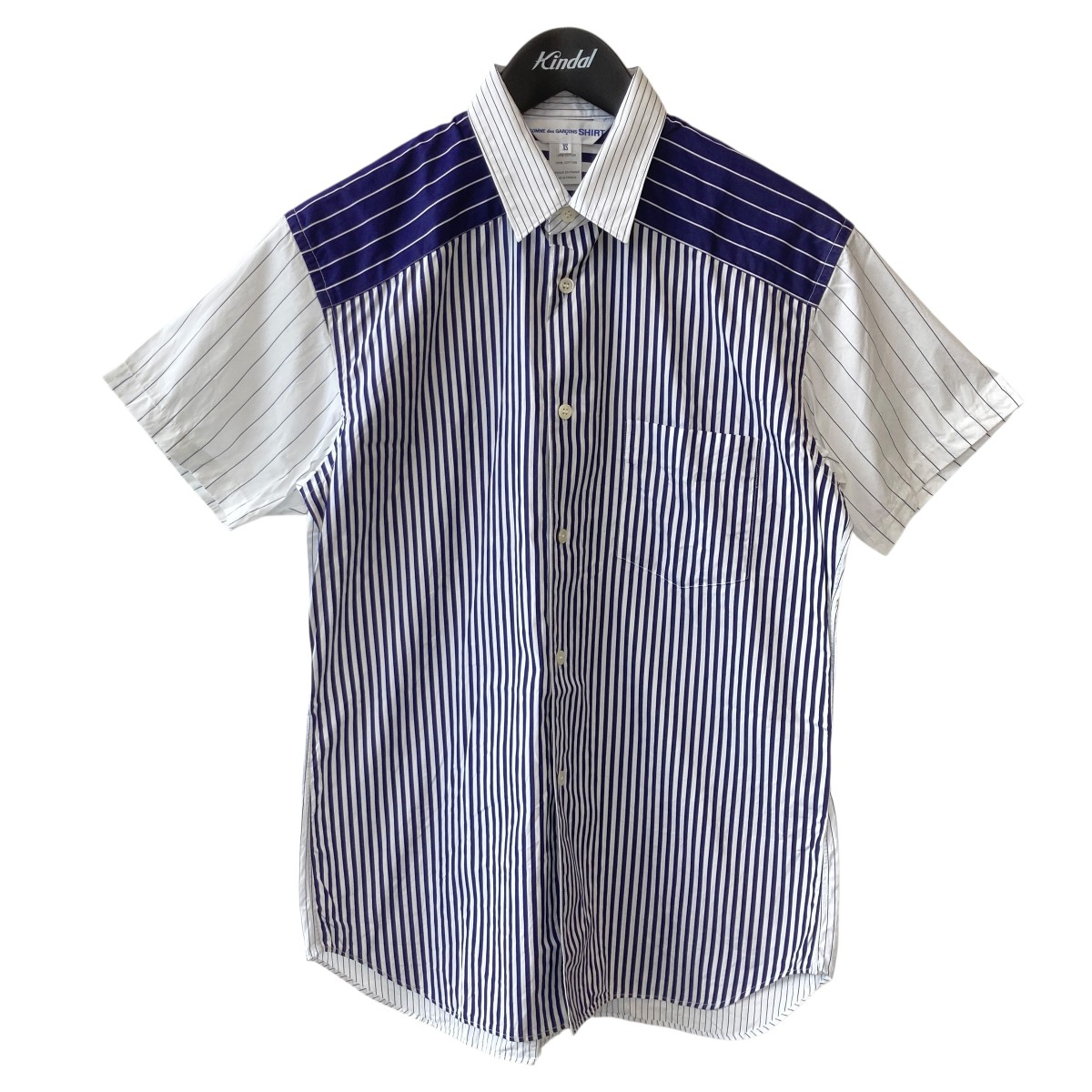 【中古】COMME des GARCONS SHIRT 20SS 半袖プルオーバー S28080 青色×白いこと 大きさ：XS 【050626】（コムデギャルソンシャツ）