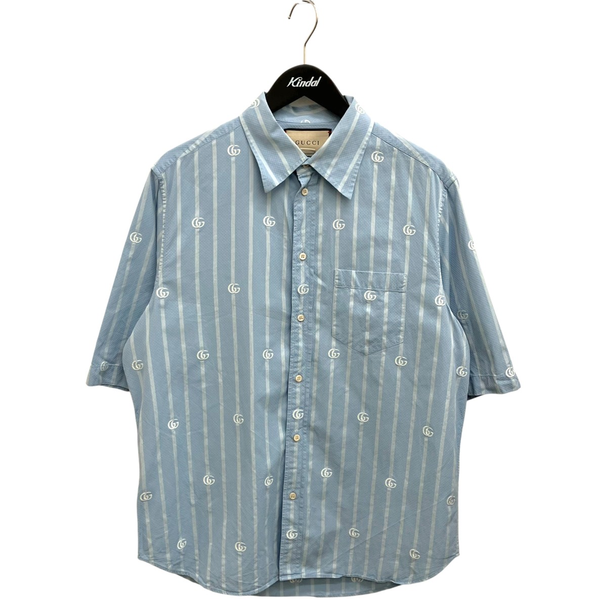 【中古】GUCCI GG縞模様半袖プルオーバー 659915 青色 大きさ：40 【050626】（グッチ）