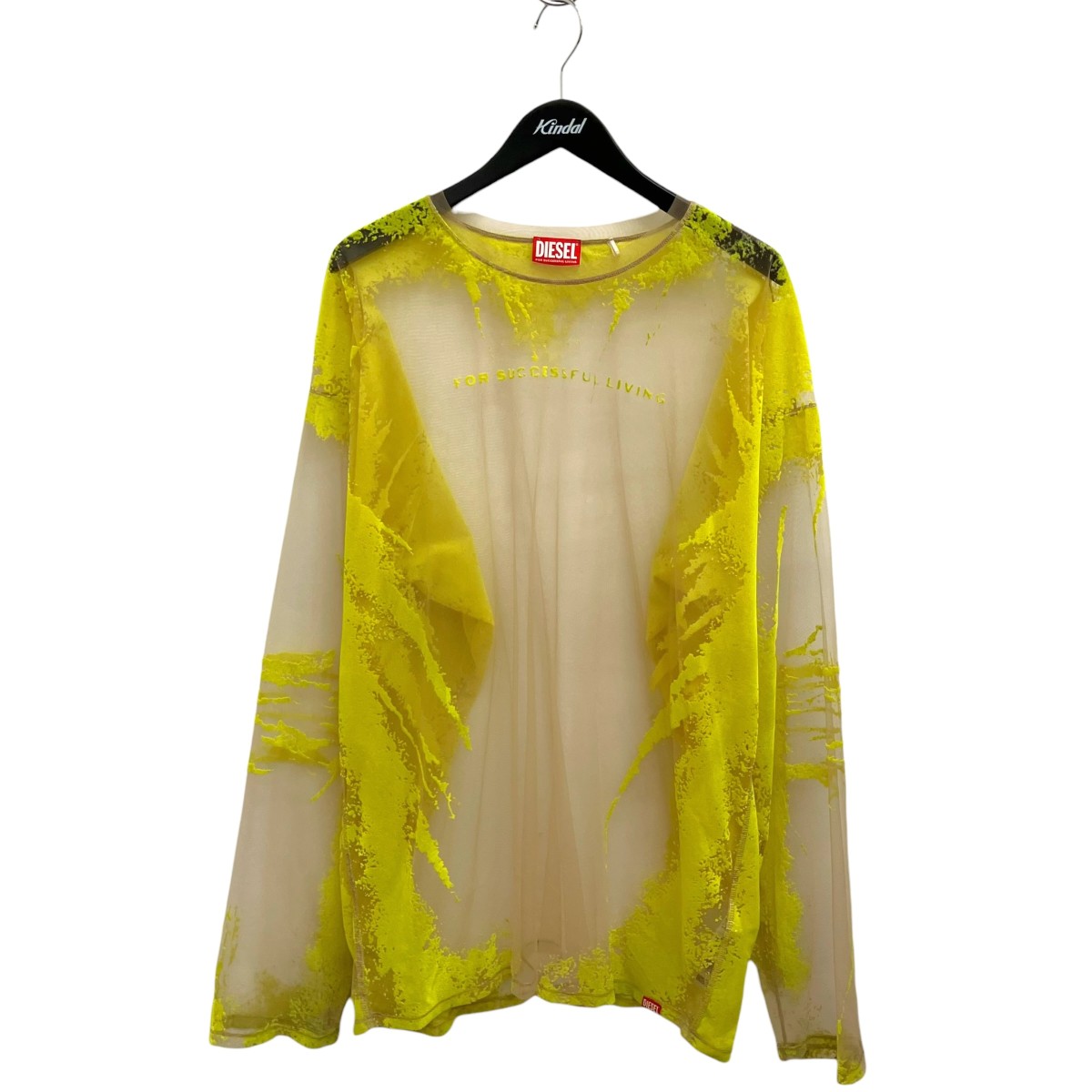 【中古】DIESEL FOR SUCCESSFUL LIVING メッシュカットソー 0AFBM 黄色×ベージュ 大きさ：L 【050626】（ディーゼル）
