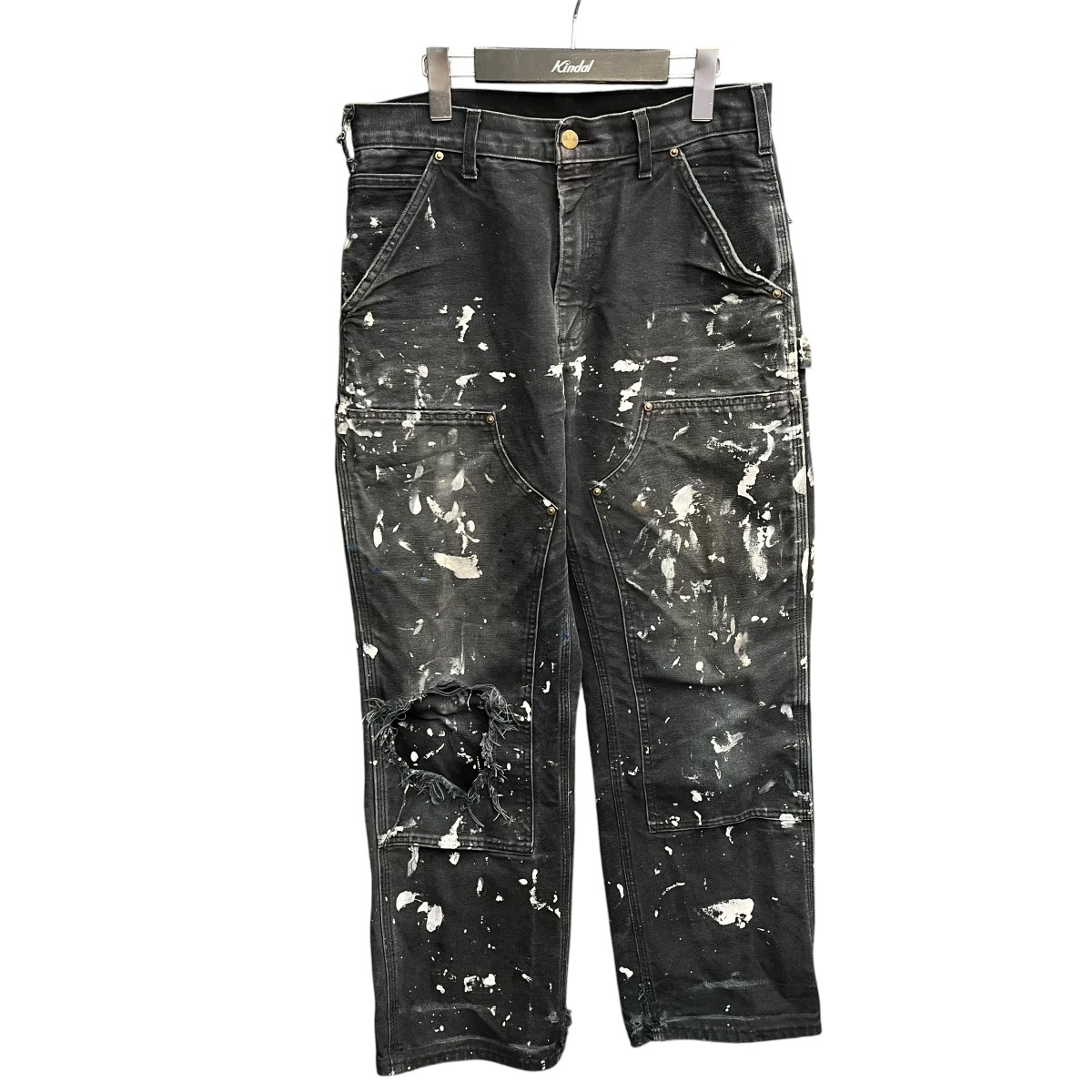 【中古】CarHartt USA製 ダブルニー B01 BK 米国海軍 大きさ：30×30 【040626】（鉄道車両ハート型）